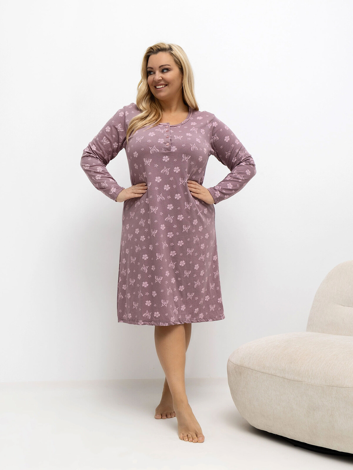 Nightgown-DU-KN-FP-603.15P-dark pink