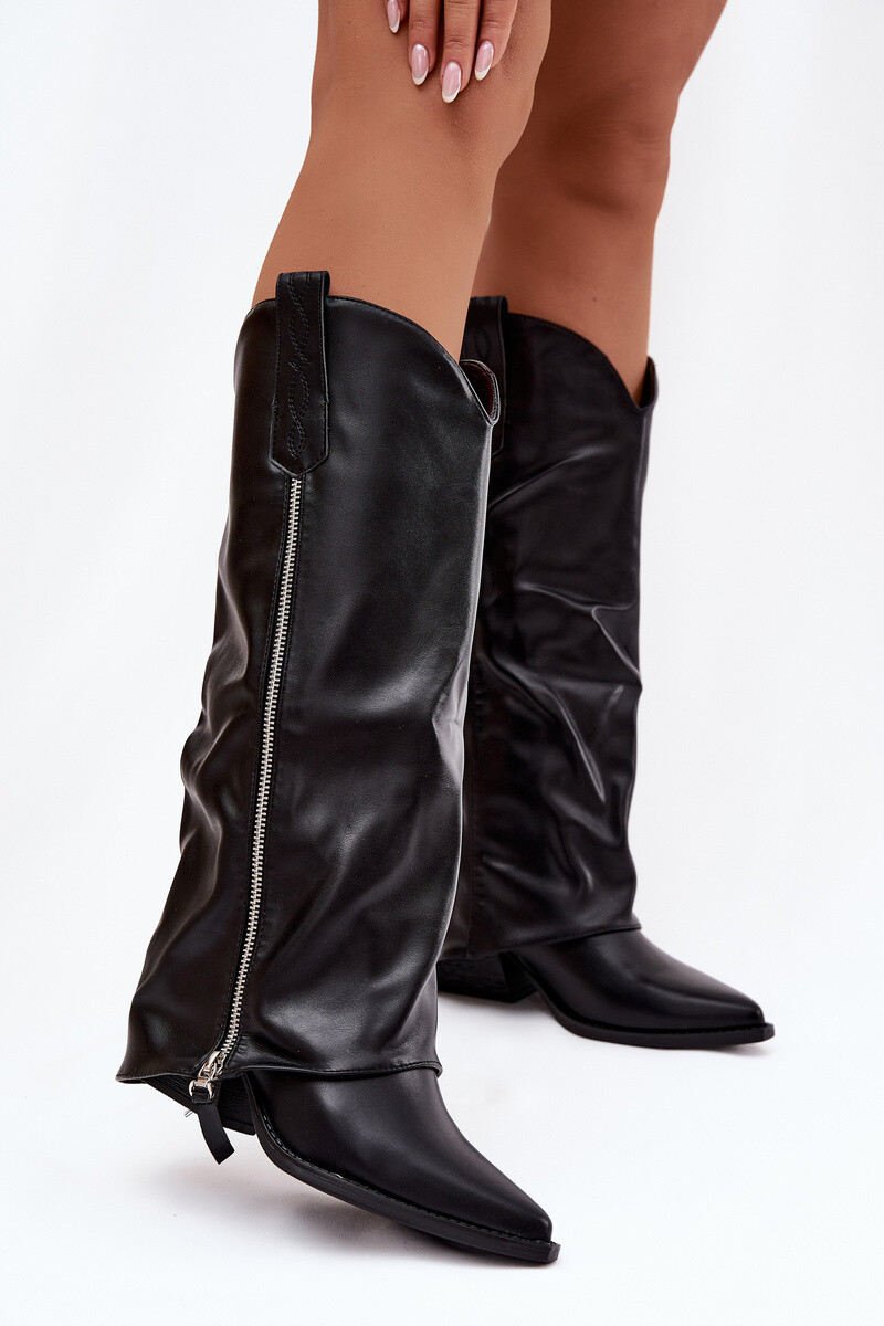 Kovbojské čižmy na podpätku z eko kože