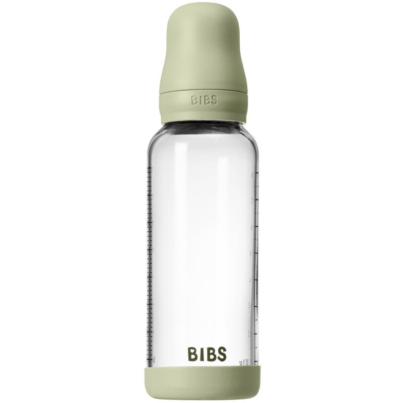 BIBS Baby Glass Bottle Round Latex antikoliková fľaša Sage 240 ml