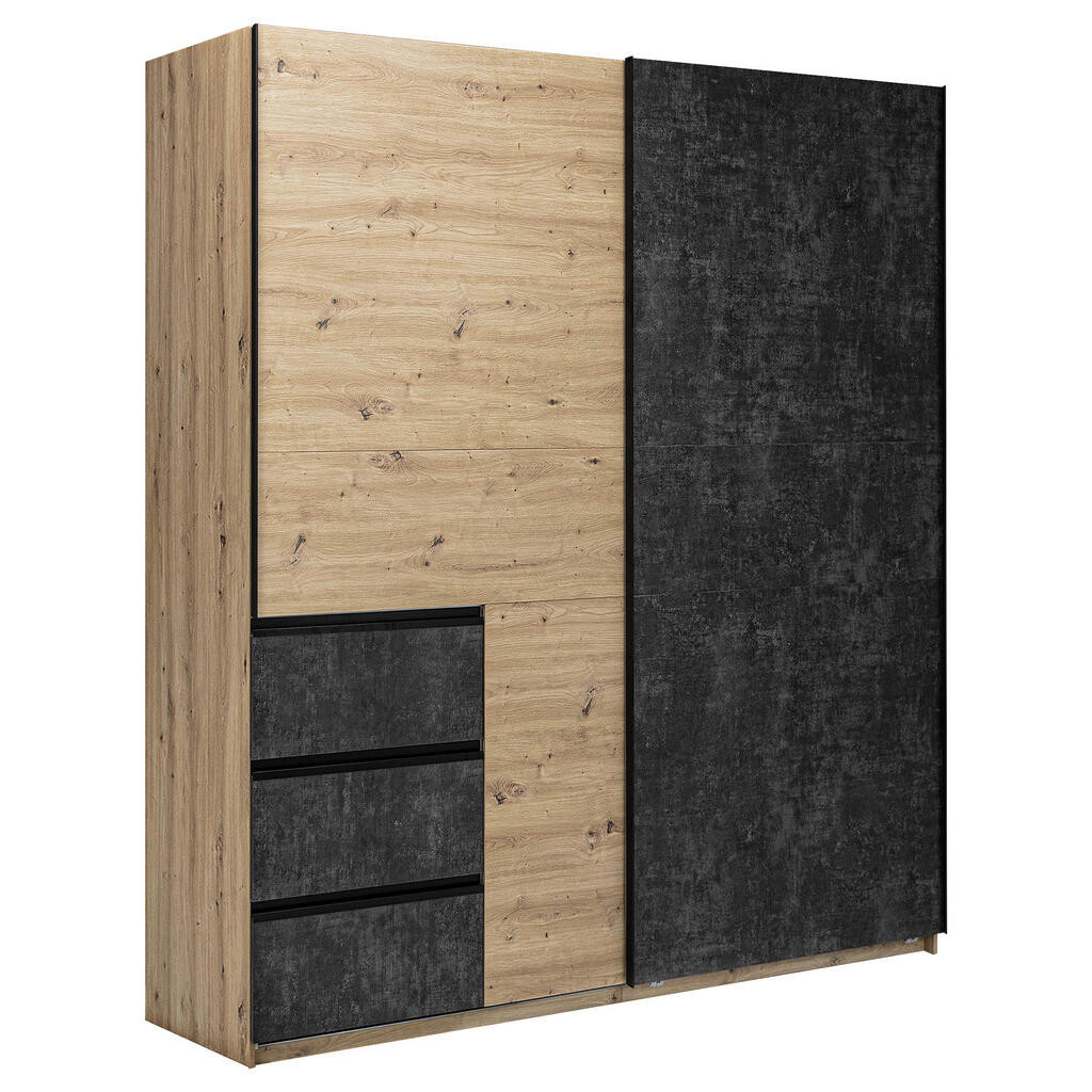 MID.YOU SKRIŇA S POSUVNÝMI DVERAMI, taupe, dub artisan, 175/205/61,5 cm