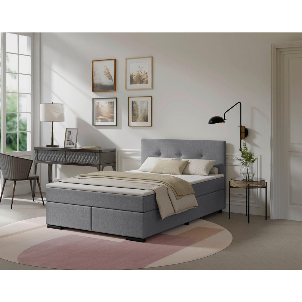 MID.YOU BOXSPRINGOVÁ POSTEĽ, 140/220 cm svetlosivá