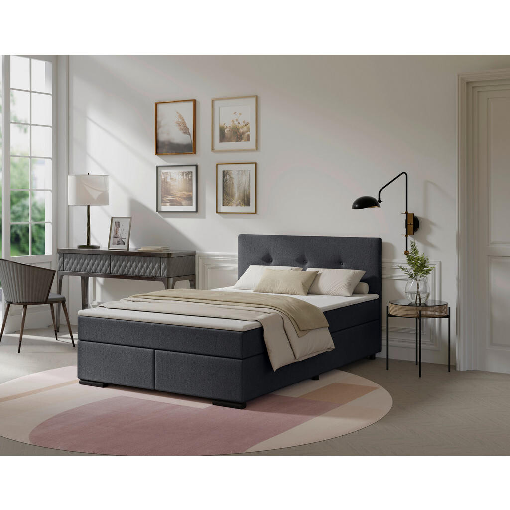 MID.YOU BOXSPRINGOVÁ POSTEĽ, 140/220 cm antracitová