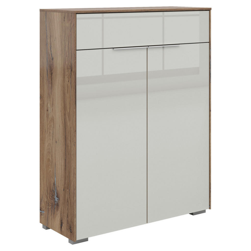 Voleo KOMODA, svetlosivá, tmavý dub, 81/110/37 cm