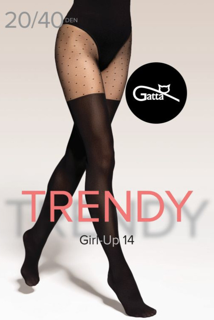 GIRL-UP -14 Vzorované pančuchy... nero 3-M