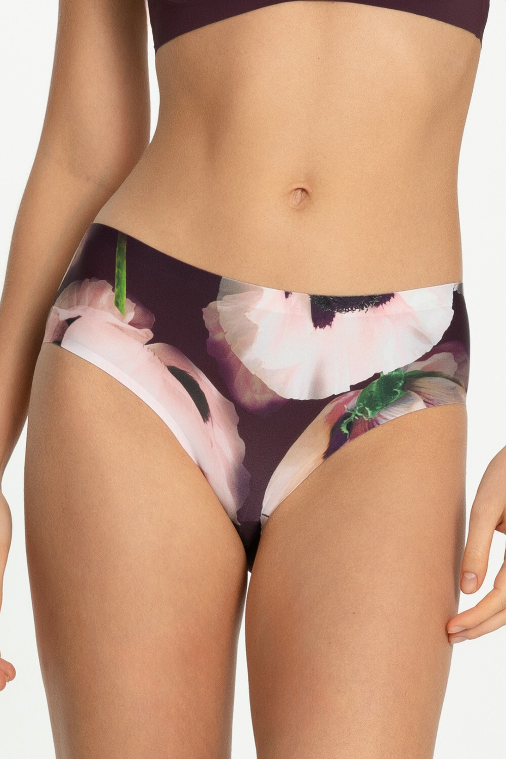 Dámske nohavičky Velvet Bloom Simple Classic - Julimex S fialová vzor