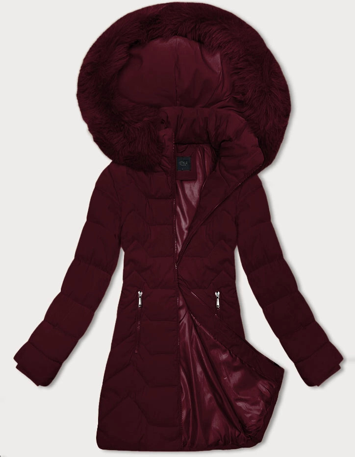 Dámska bordová bunda s kapucňou J Style (16M9121-06) odstíny červené XL (42)