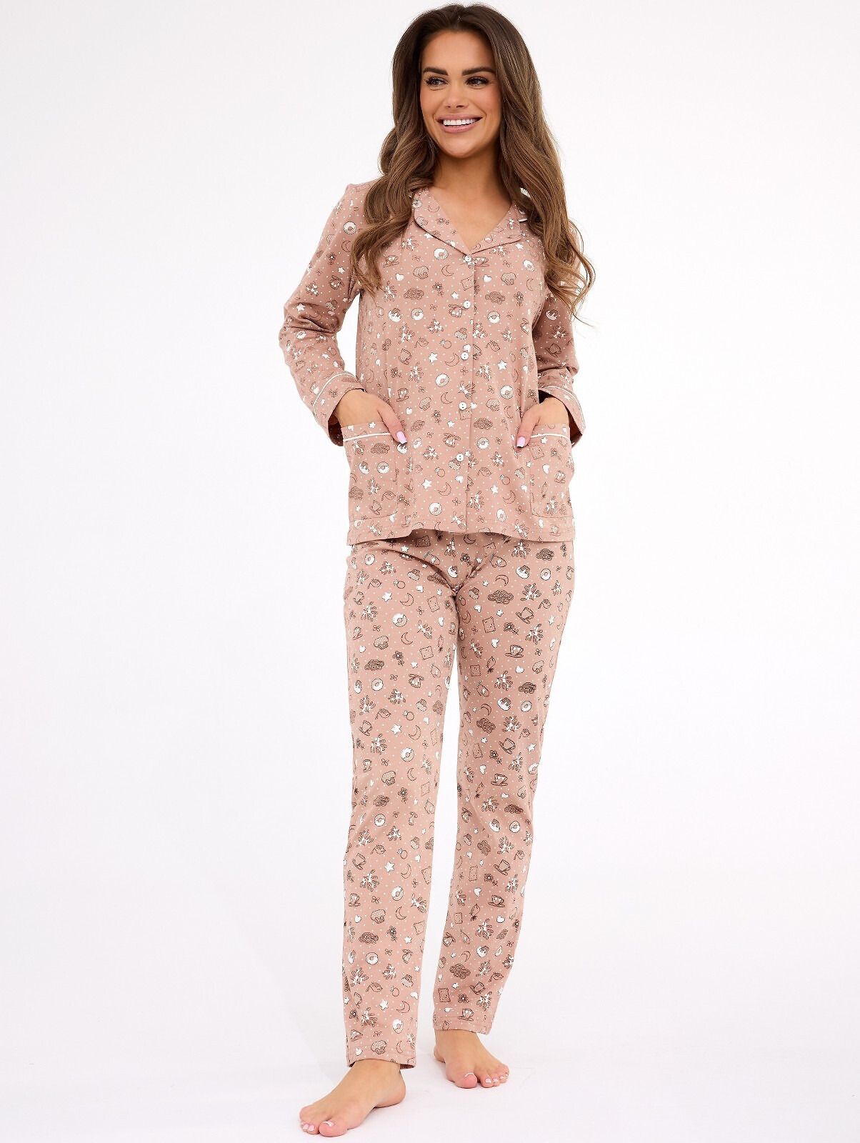 Cornette 482/434 Smile 4 l/r S-2XL dámske pyžamo bez zipsu Béžová XL