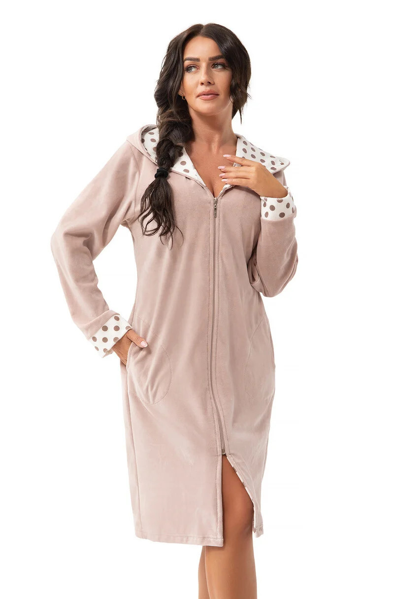 Dámsky župan FR-373 Béžová s ecru - DOROTA M béžová-ecru