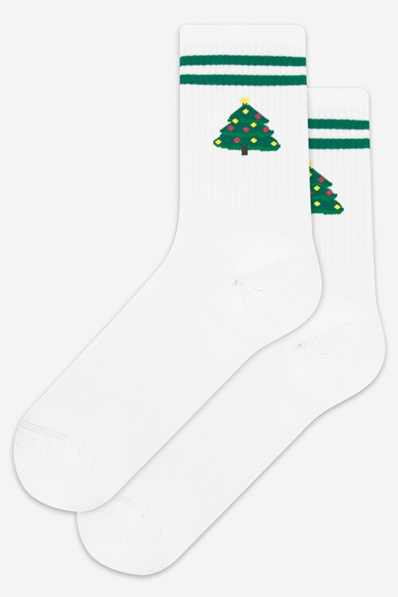 Vzorované vianočné ponožky U04.N56 bílá 35/38