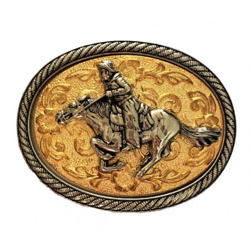 Spona na opasok Eravan Kovboj na koni - zlatá-strieborná