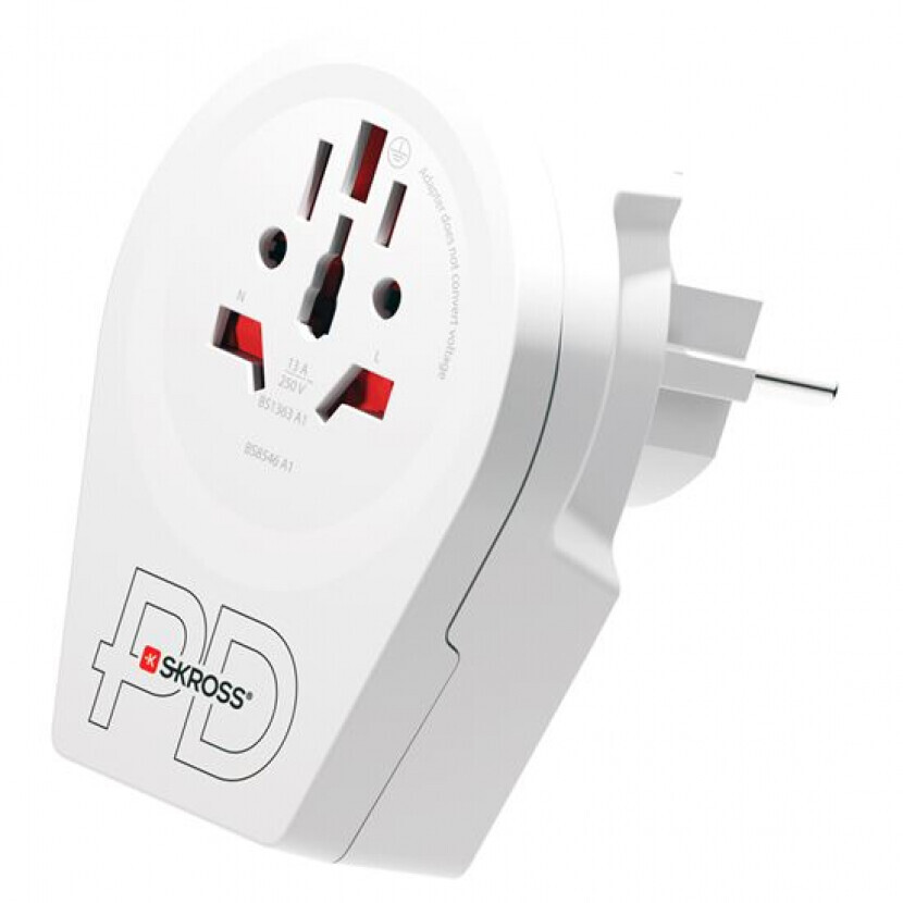 Cestovný adaptér (redukcia) Skross pre cudzincov v SR USB A+C 20W typ E/F - biely