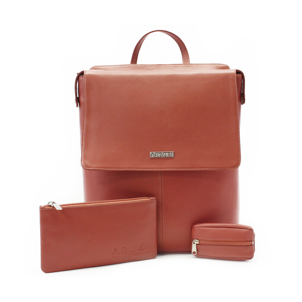 Súprava dámskeho batohu, etue a kľúčenky Arwel 1660 - tmavo ružová
