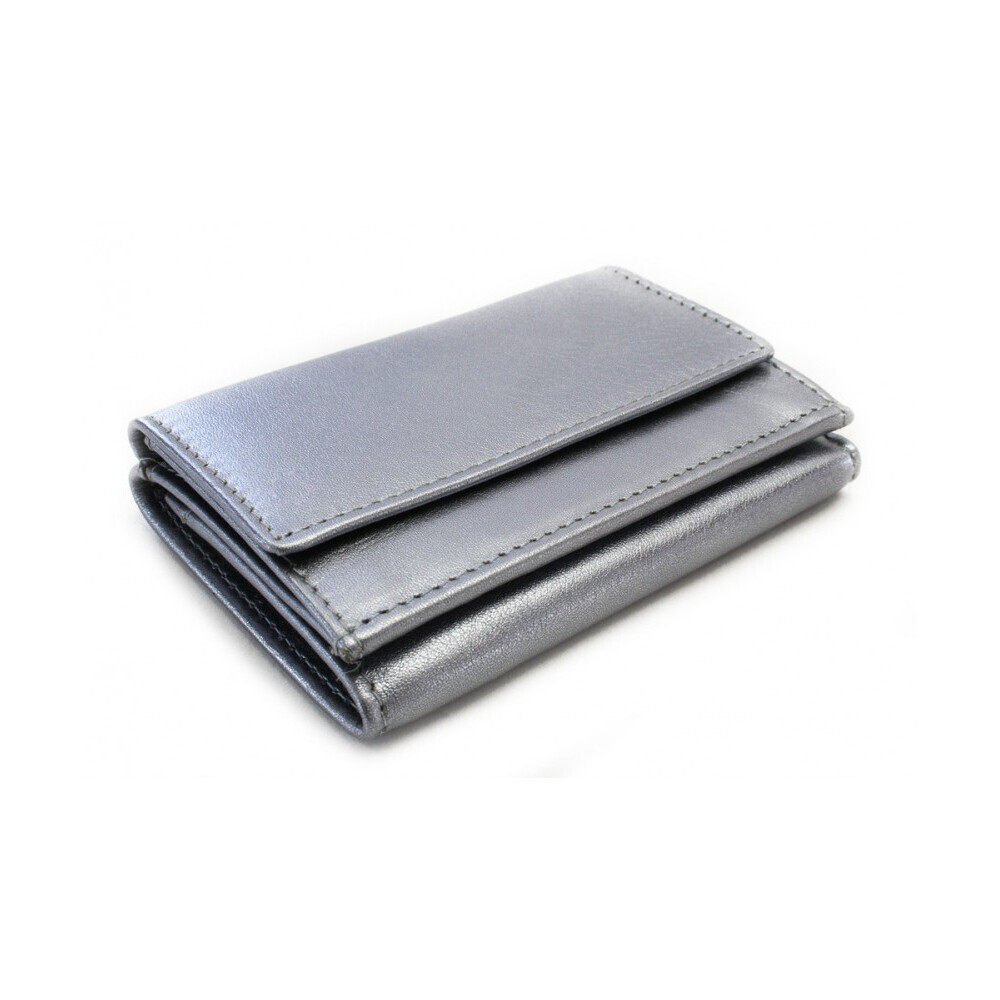 Dámska kožená kožená mini peňaženka Arwel 4392A - strieborná