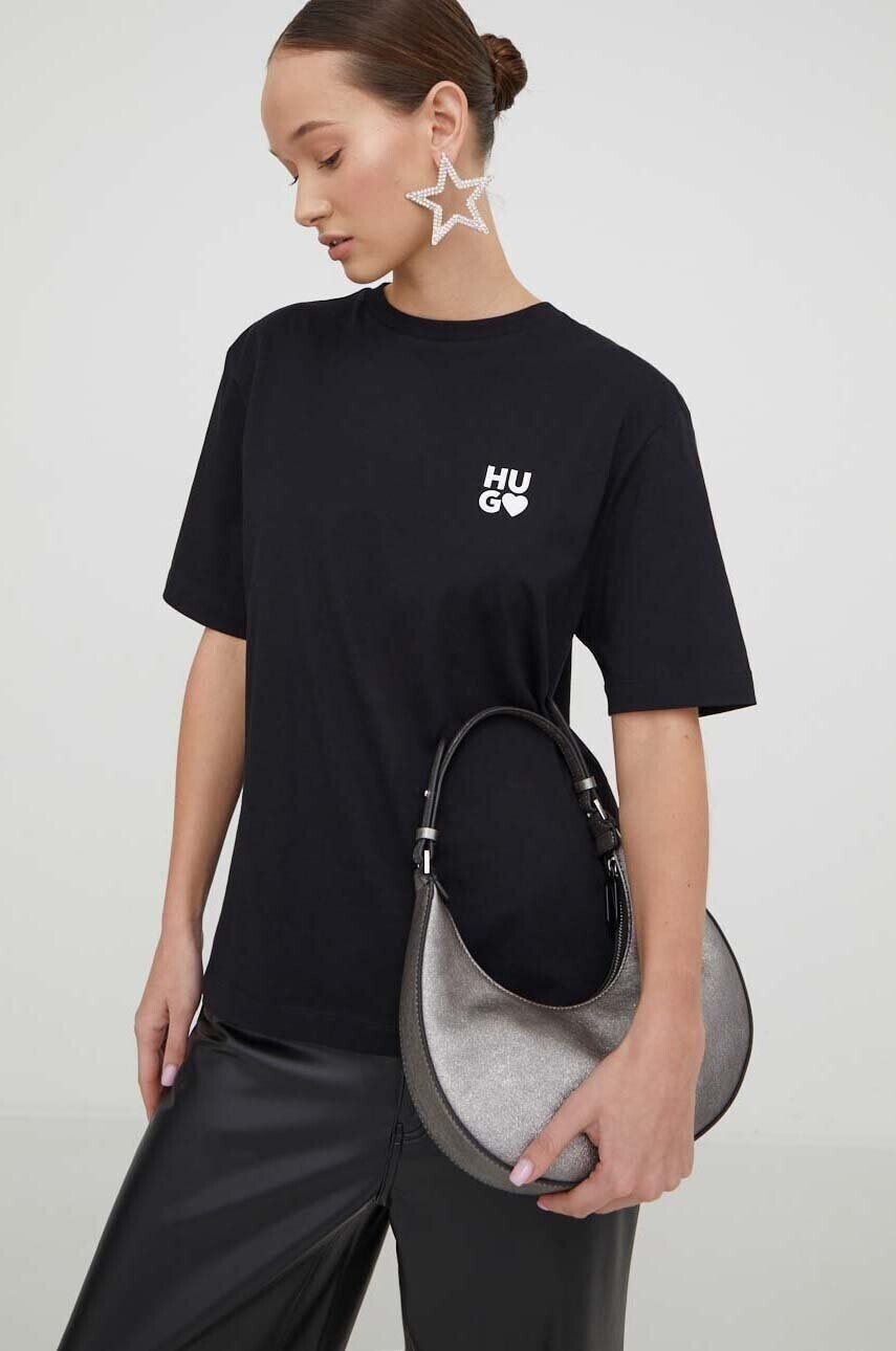 Bavlnené tričko HUGO Dashire_4 čierna farba,50489198