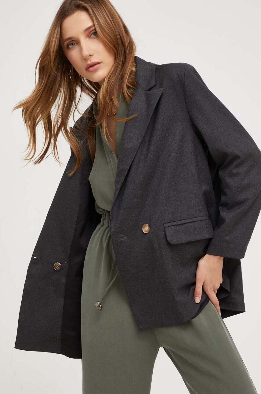 Sako Answear.LAB šedá farba, dvojradové, melanžová