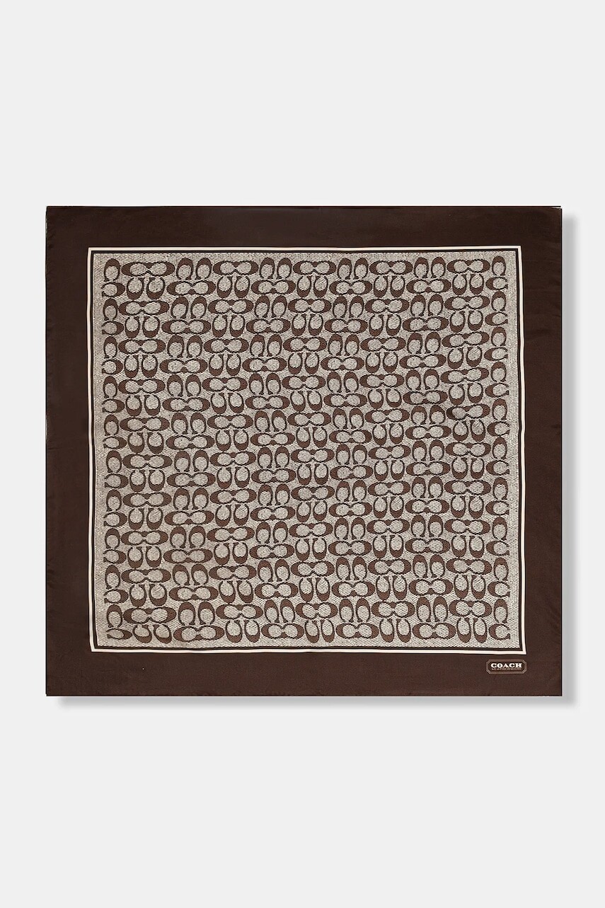 Hodvábna šatka Coach béžová farba, vzorovaná, 29C2755