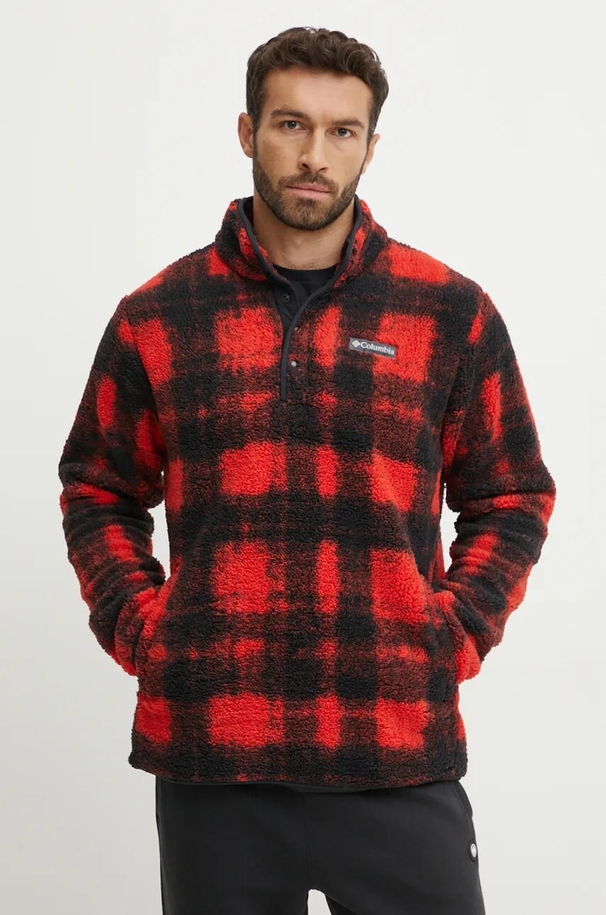 Športová mikina Columbia Rugged Ridge červená farba, vzorovaná, 2097811