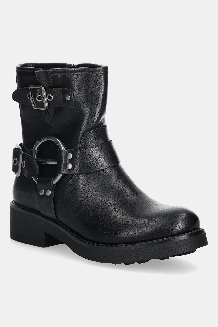 Kožené členkové čižmy Answear.LAB dámske, čierna farba, na podpätku