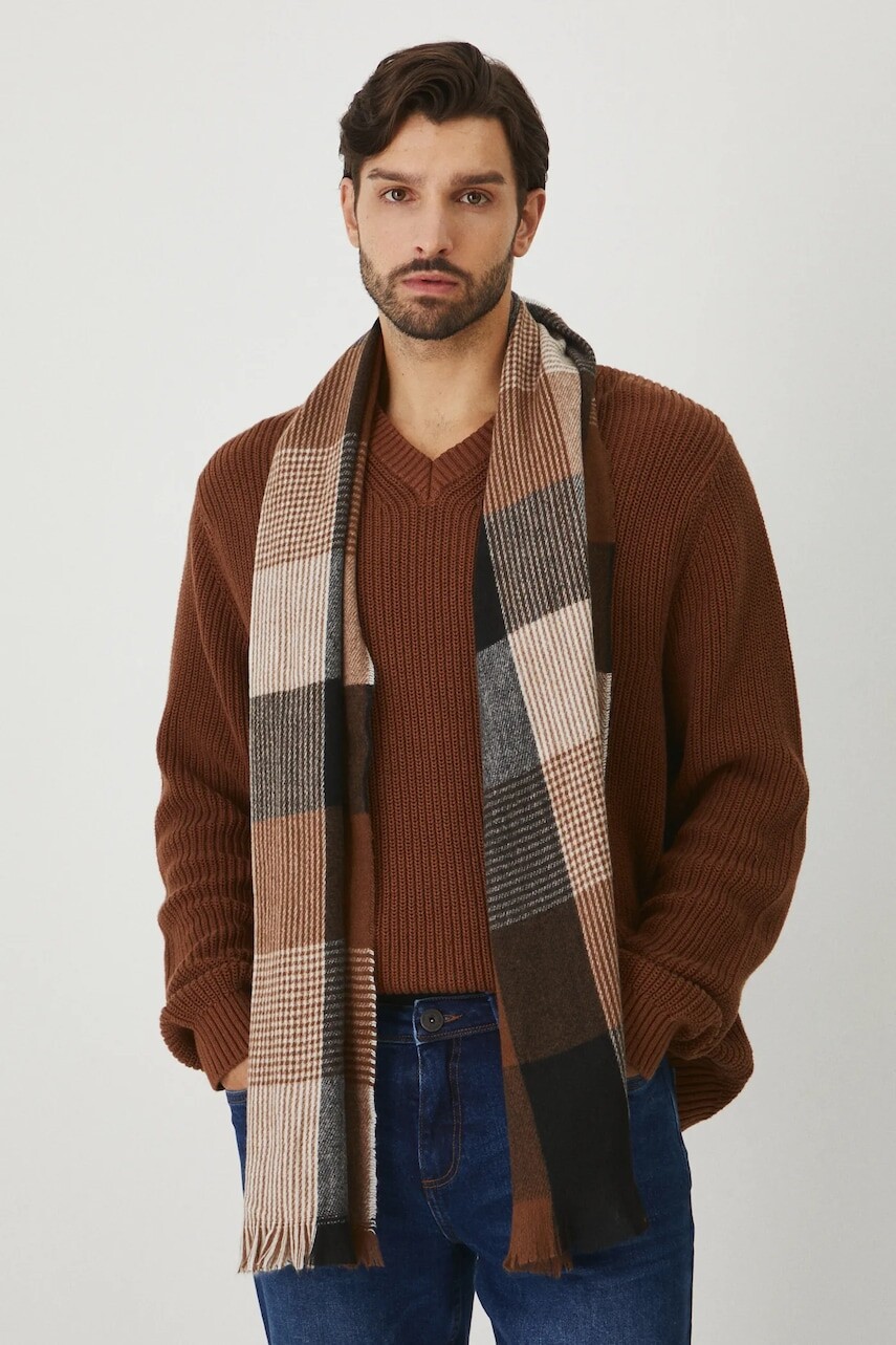 Bavlnený sveter Medicine pánsky, hnedá farba, teplý