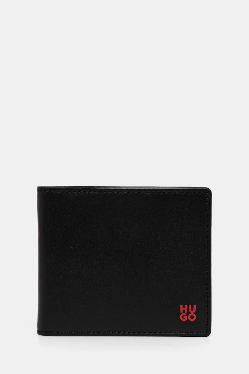 Kožená peňaženka HUGO Tibby_N_8 cc pánska, čierna farba, 50546129