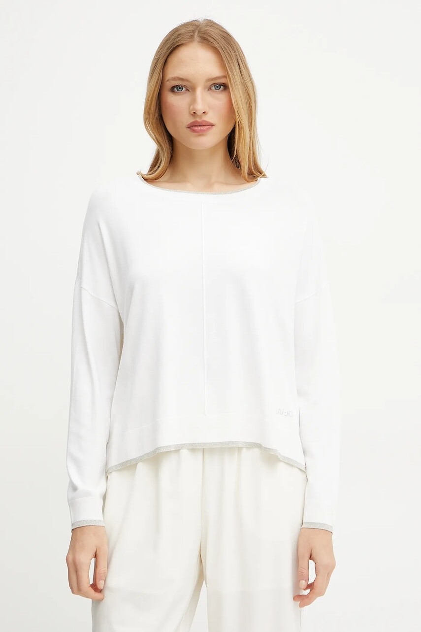 Sveter Liu Jo dámsky, biela farba, tenký, WXX054.MS49I