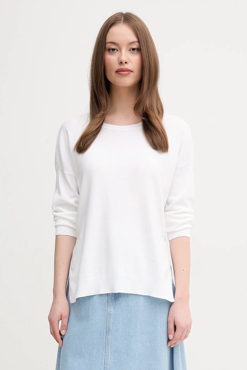 Bavlnený sveter United Colors of Benetton biela farba, ľahké, 1091D10D7