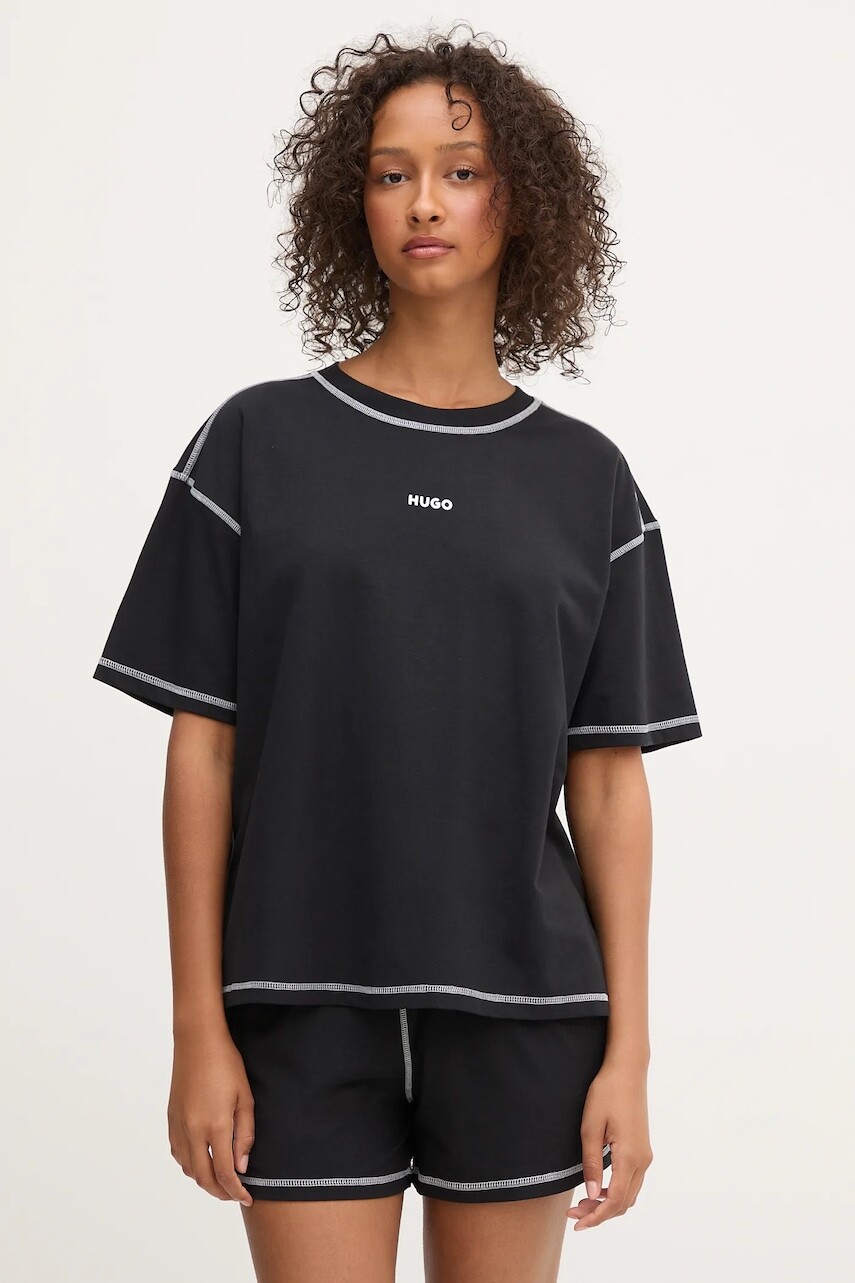 Pyžamo HUGO NITE_SET dámske, čierna farba, 50543530