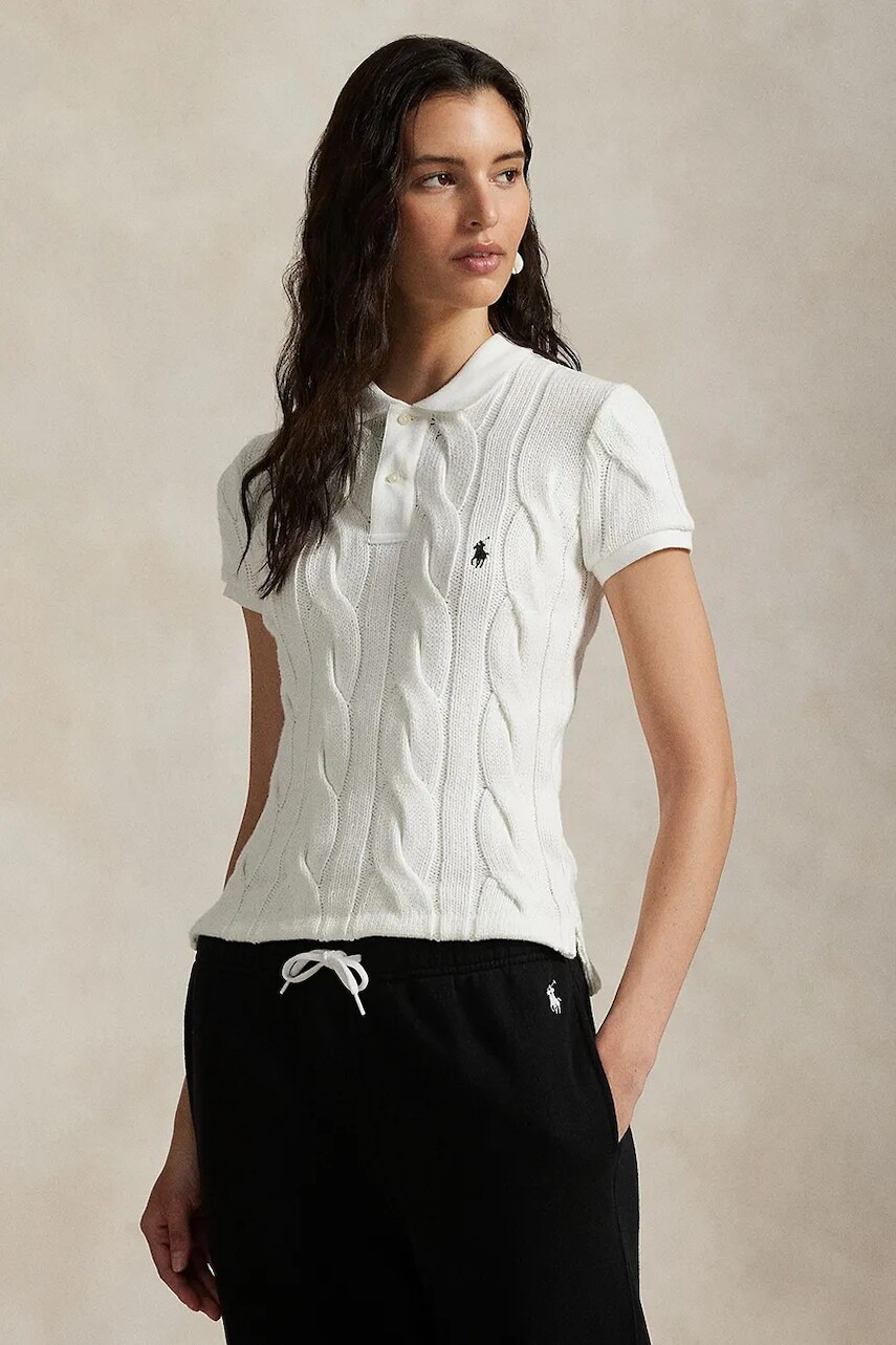 Polo tričko Polo Ralph Lauren dámske, biela farba, 211971703