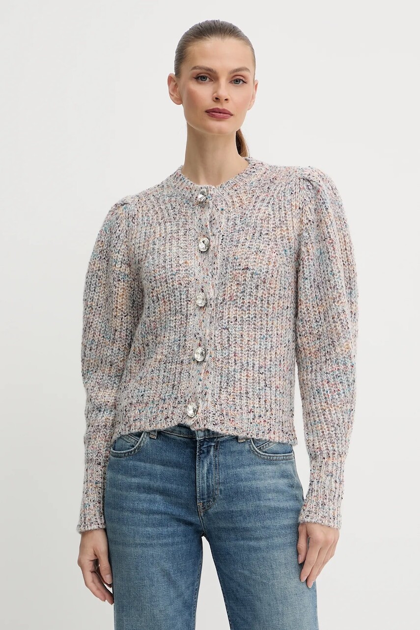 Kardigán s prímesou vlny Twinset šedá farba, 252AP3060