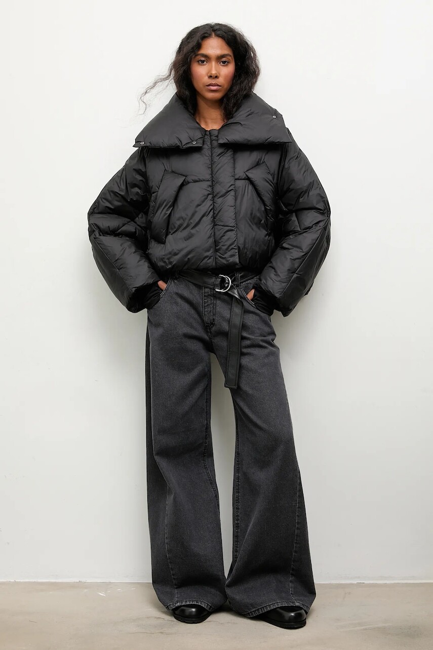 Bunda Answear.LAB čierna farba, zimná, oversize