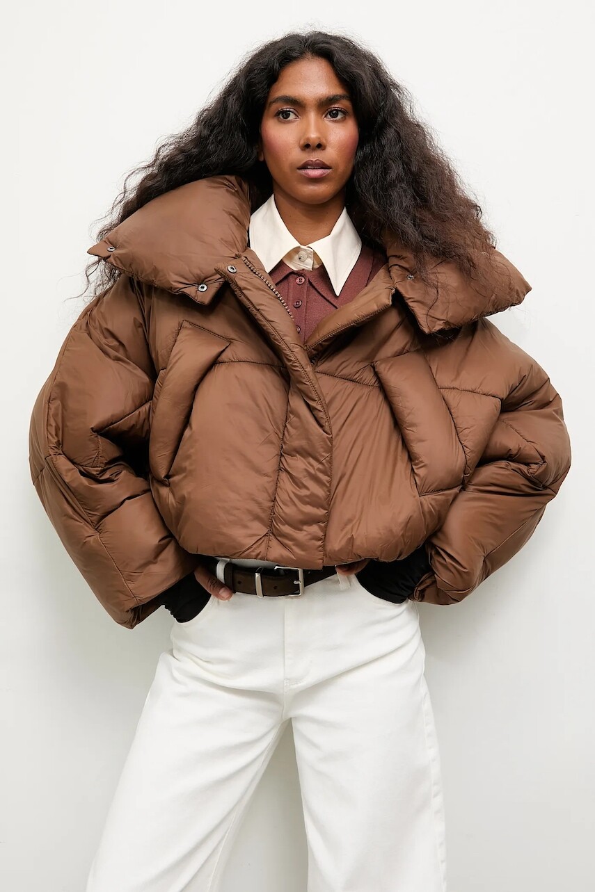 Bunda Answear.LAB hnedá farba, zimná, oversize