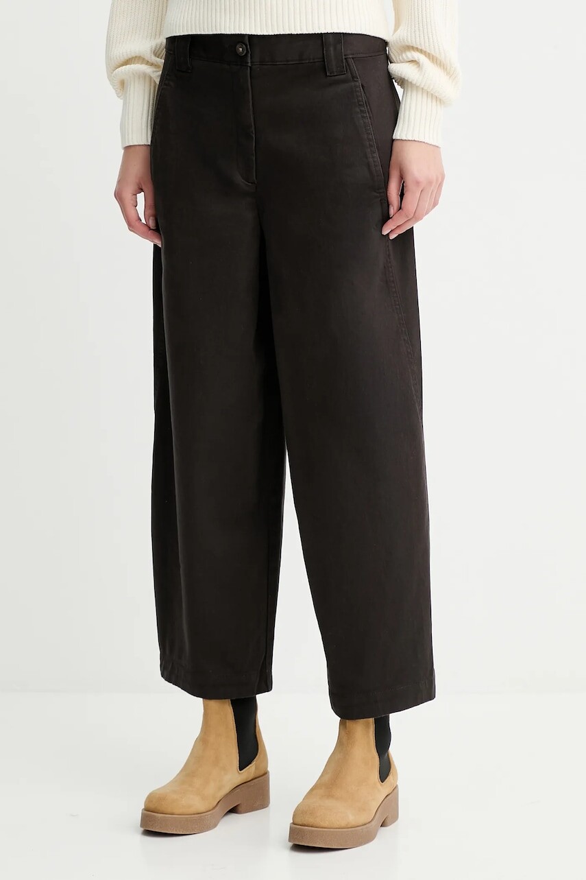 Nohavice Calvin Klein Jeans hnedá farba, rovný strih, vysoký pás, LV044D662G