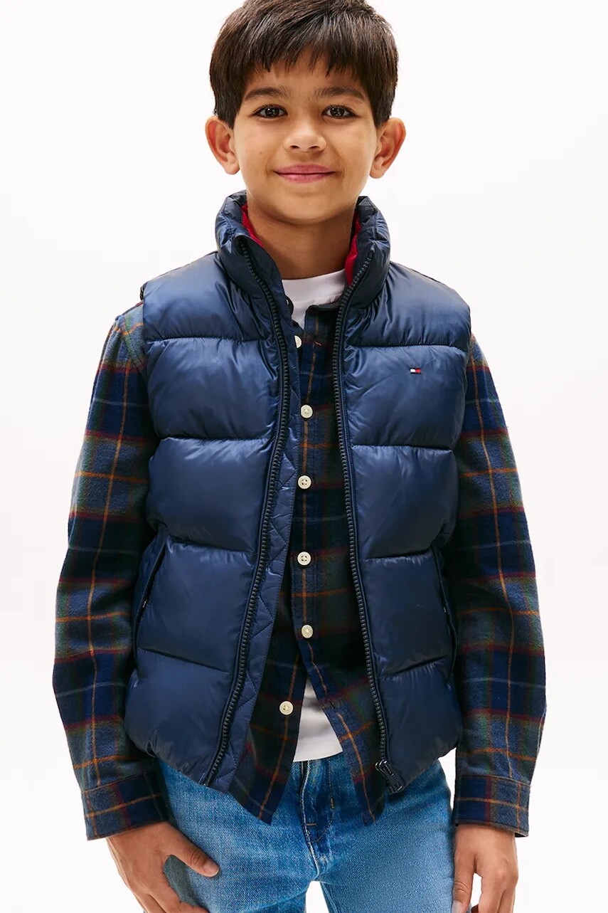 Detská vesta Tommy Hilfiger tmavomodrá farba, KB0KB10092