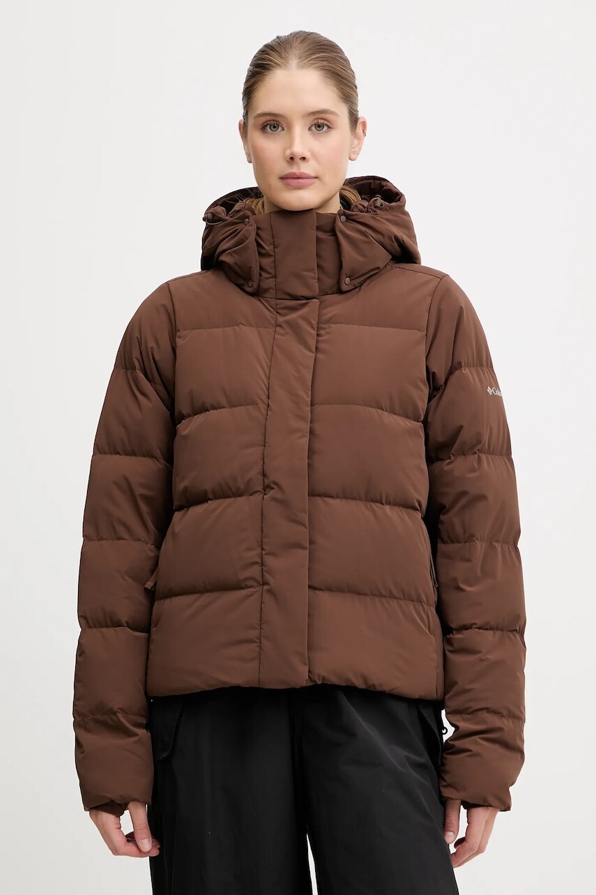 Páperová bunda Columbia Amaze Puff hnedá farba, zimná, 2133714