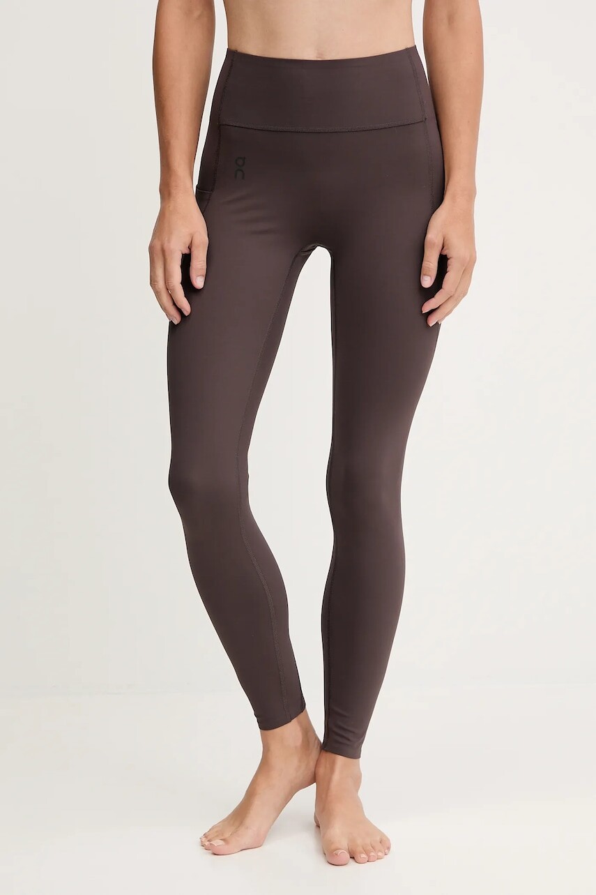 Legíny na jogu On Studio hnedá farba, jednofarebné, 1WF10580569