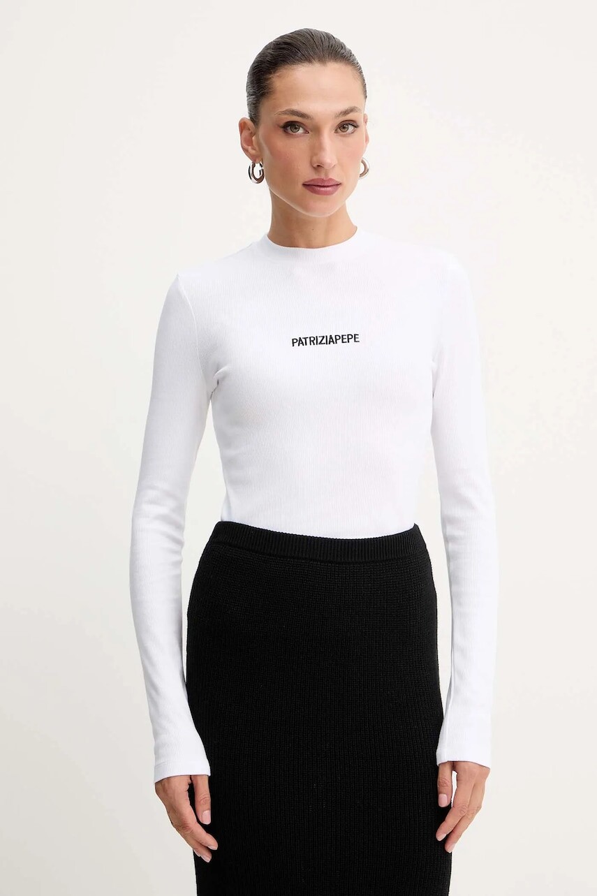 Tričko s dlhým rukávom Patrizia Pepe biela farba, 2M4512 J355