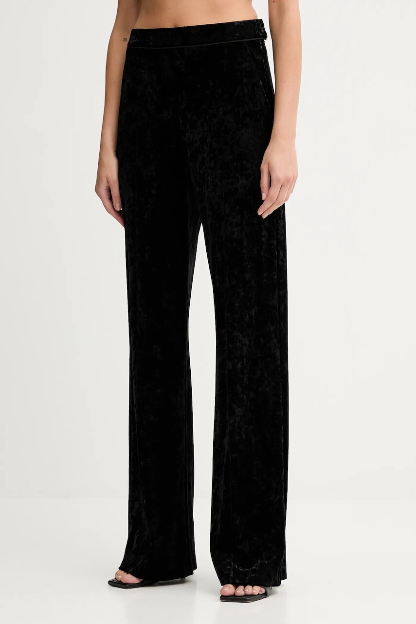 Zamatové nohavice Patrizia Pepe čierna farba, široké, vysoký pás, 2P1709 J343