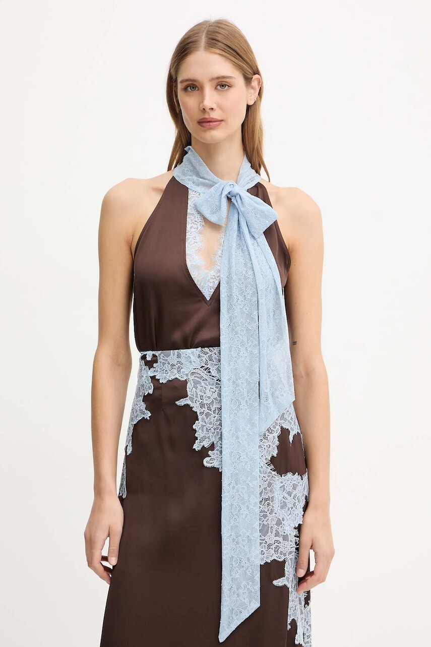 Blúzka Never Fully Dressed hnedá farba, jednofarebná, NFDTO1930