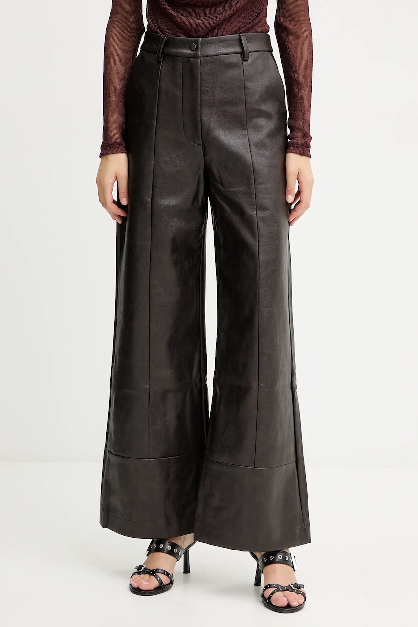 Nohavice Bardot hnedá farba, široké, vysoký pás, 58936PB3