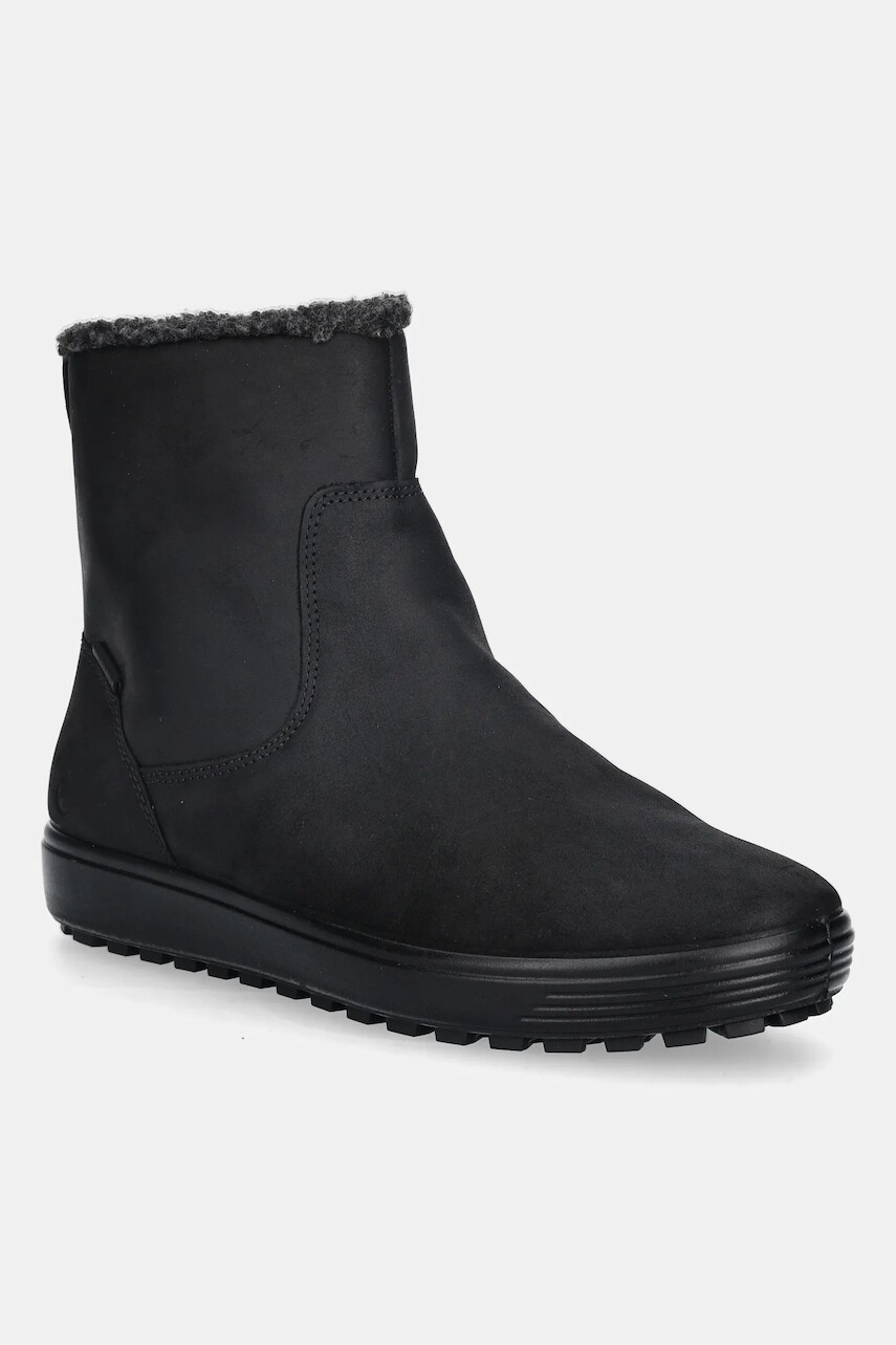 Nubuková členková obuv Ecco Soft 7 Tred Warm čierna farba, na plochom podpätku, zateplené, 450753-02001