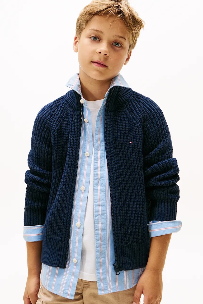 Detský sveter Tommy Hilfiger tmavomodrá farba, KB0KB09913