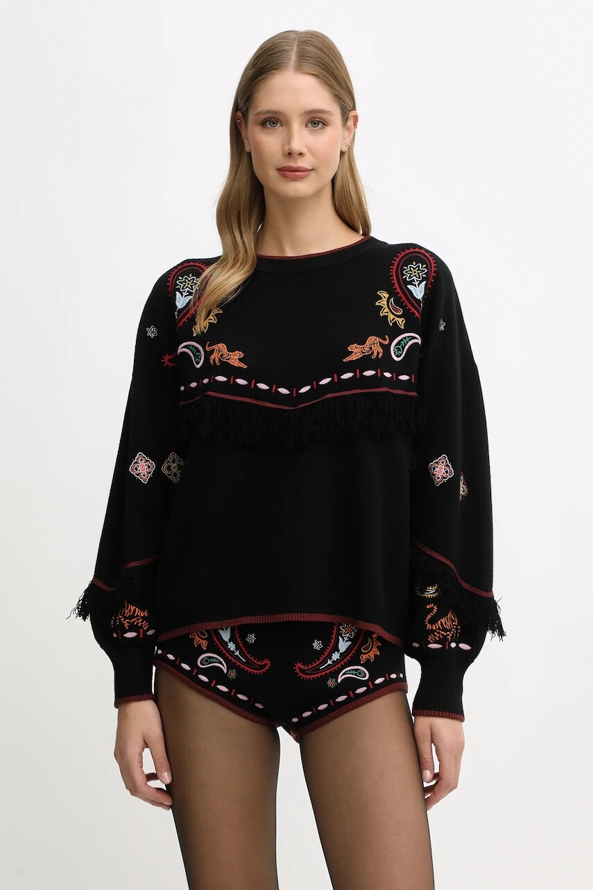 Sveter Never Fully Dressed čierna farba, NFDKN731