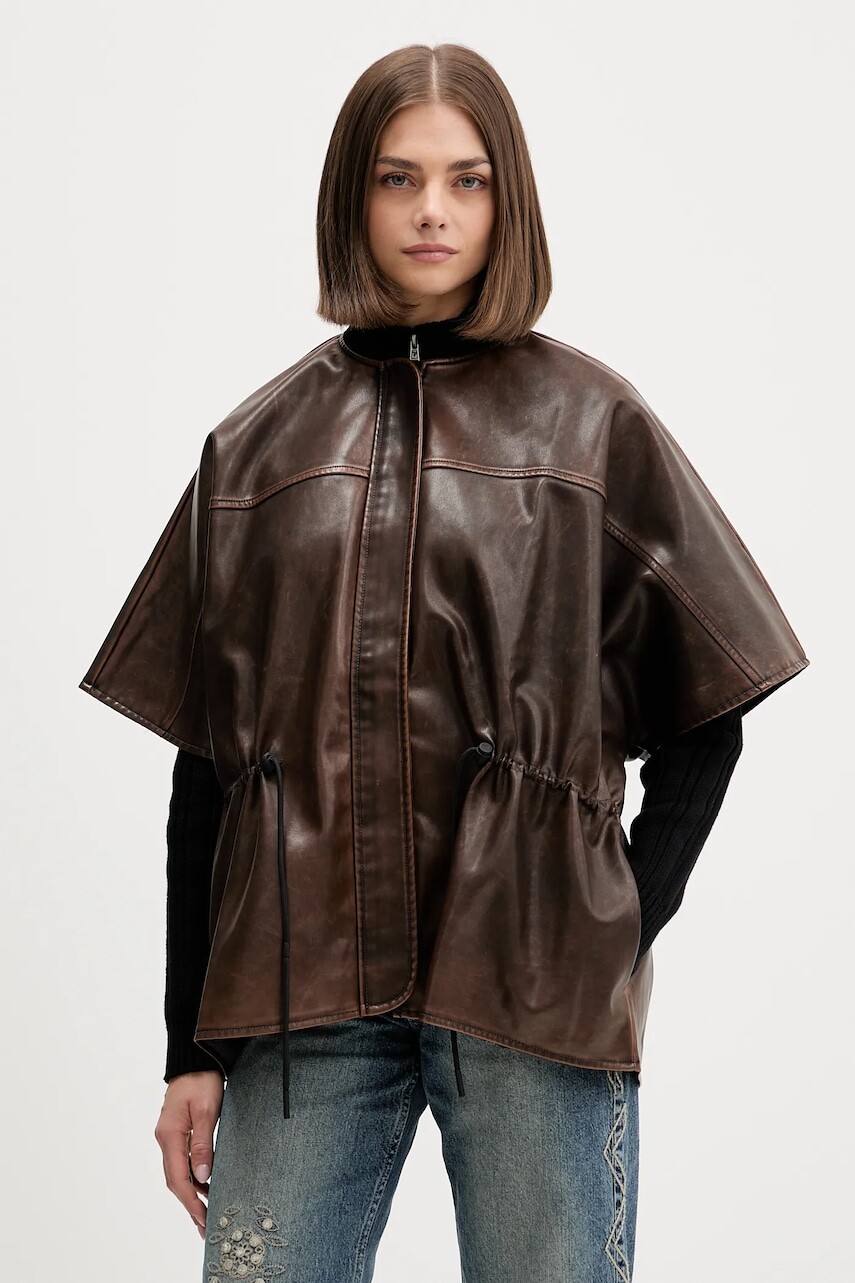 Bunda Desigual RICHMOND BURG hnedá farba, prechodná, oversize, 25WAIP03