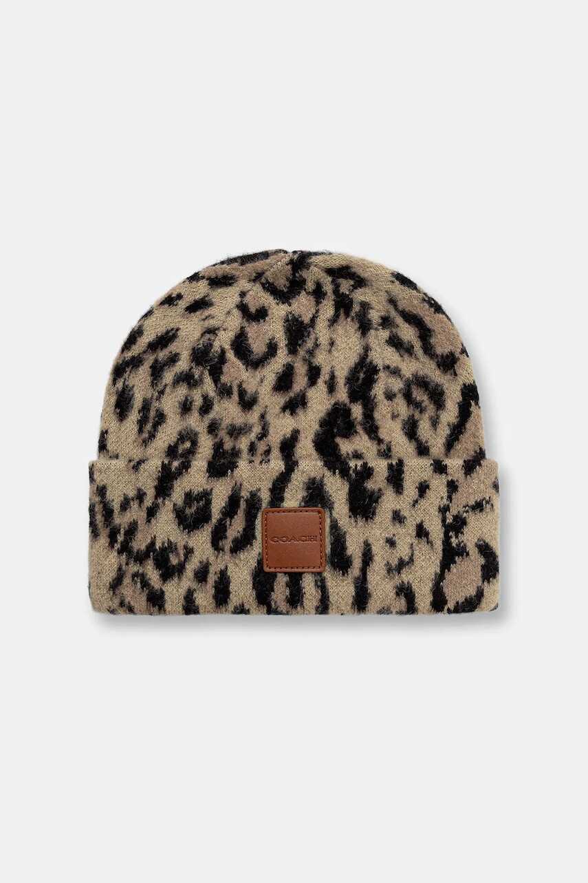 Čiapka s prímesou vlny Coach čierna farba, 29CCL50