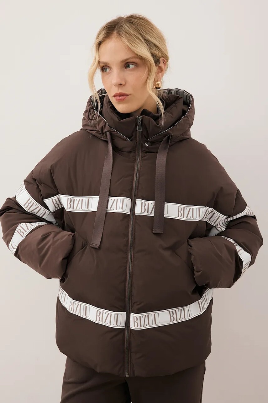 Páperová bunda Bizuu TOKYO hnedá farba, zimná, TOKYO BRĄZOWY