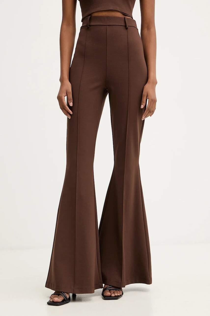 Nohavice Haveone hnedá farba, zvony, vysoký pás, PMI-P074