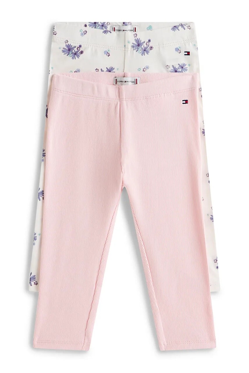 Legíny pre bábätká Tommy Hilfiger 2-pak ružová farba, vzorované, KN0KN02201