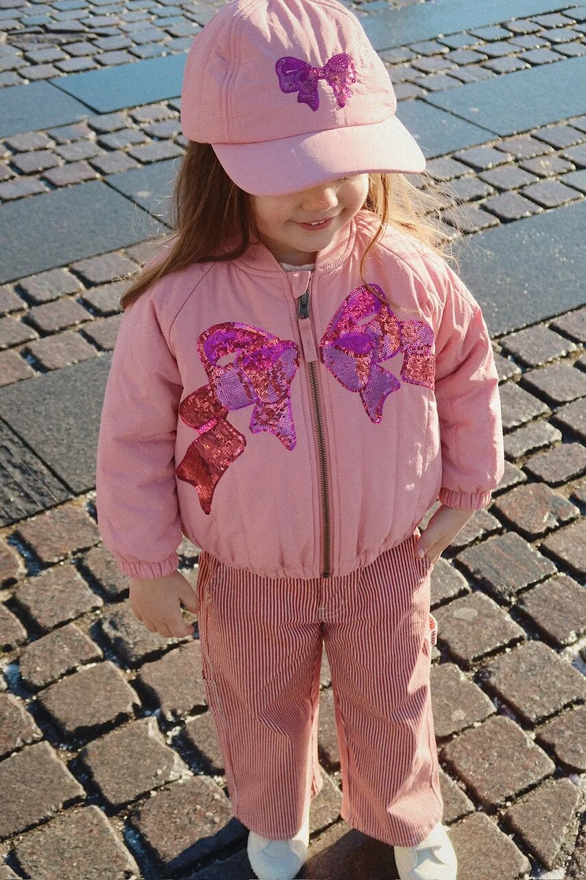 Detská bunda bomber Konges Sløjd JUNO SEQUIN BOMBER JACKET ružová farba, KS104321