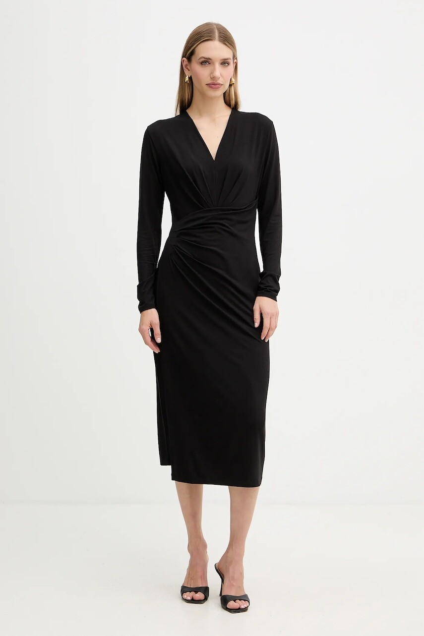 Šaty Liu Jo čierna farba, midi, rovný strih, MF5504 J3835