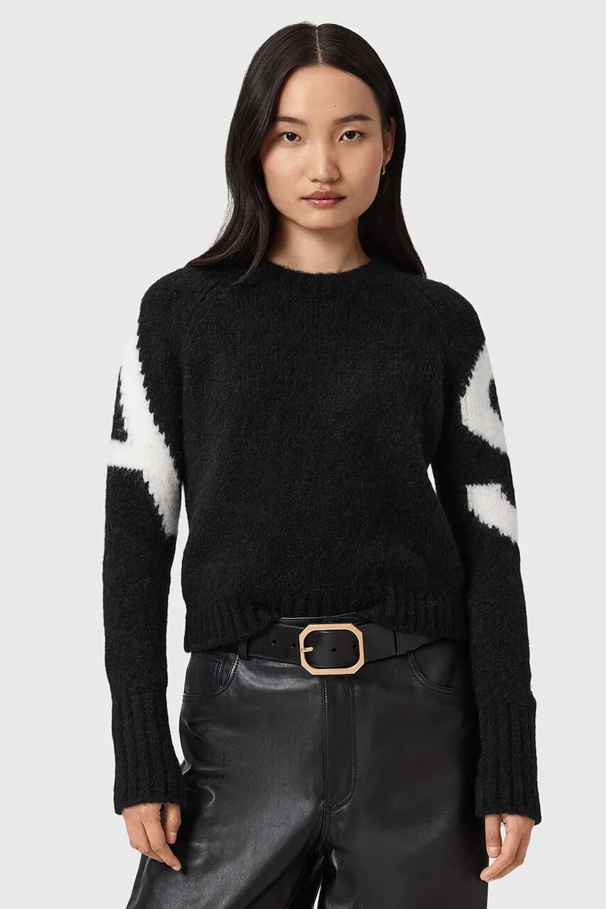 Sveter s prímesou alpaky AllSaints čierna farba, W088KD